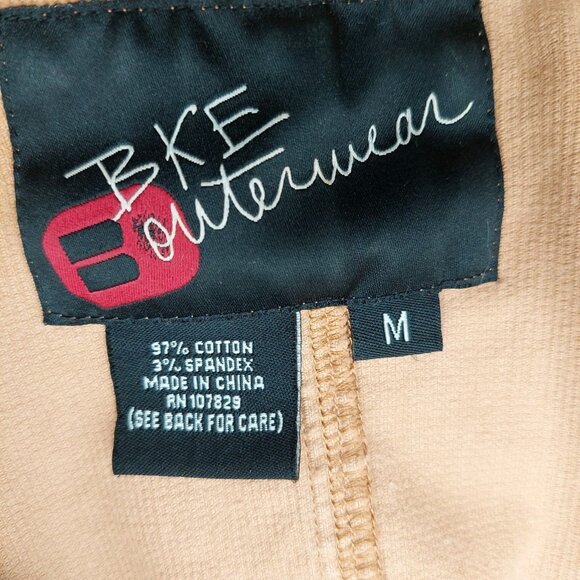 BKE Womens Corduroy Jacket Size Medium Ruffle Trim Boho Blazer Tan Coquette - Picture 3 of 8